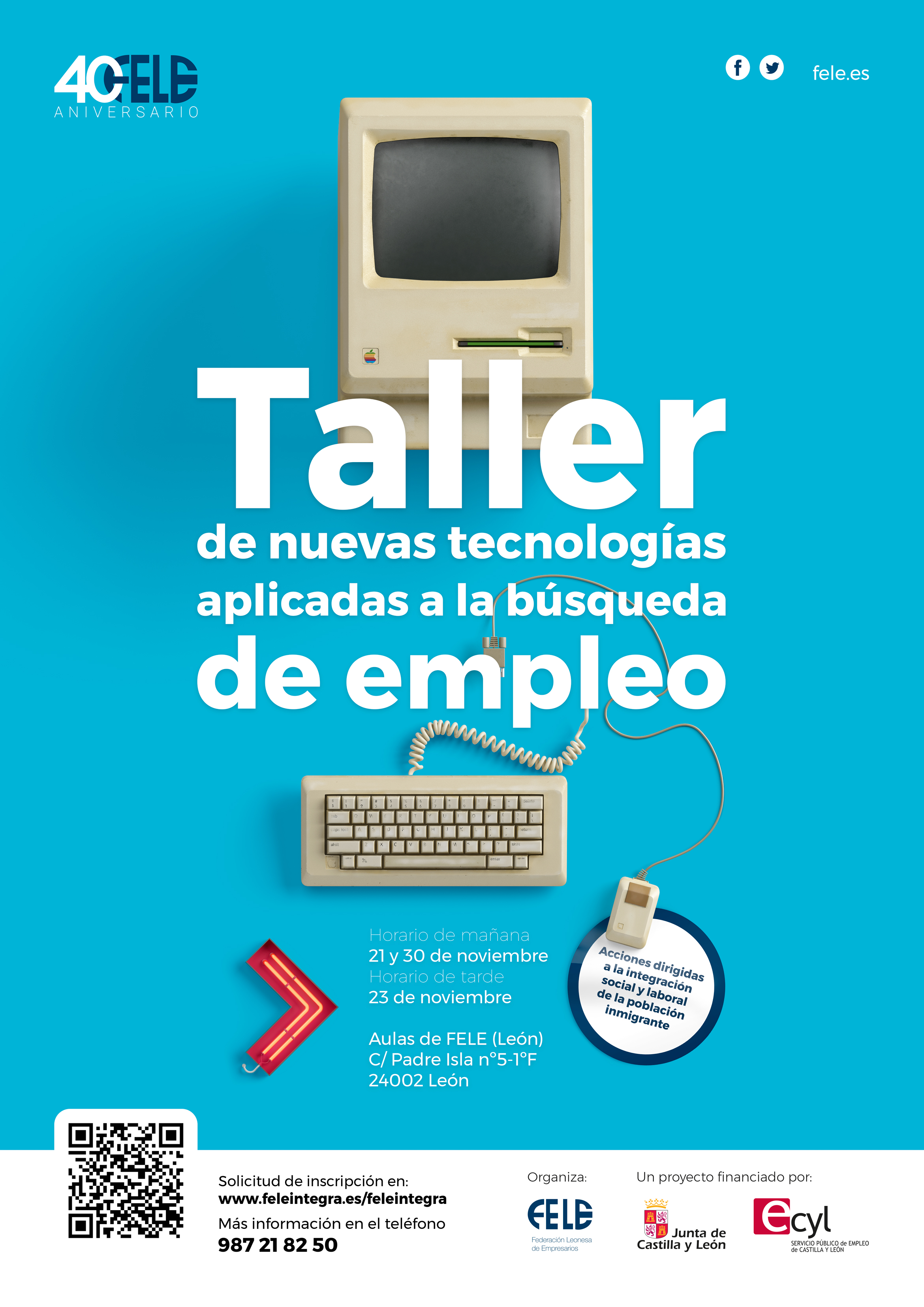 Cartel taller de nuevas tecnologías aplicadas a la búsqueda de empleo (FELE)